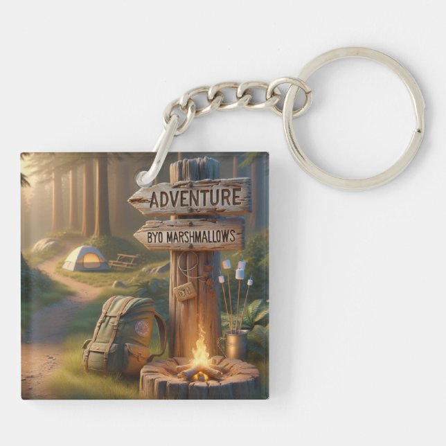 Porte-clés en acrylique Aventure – Apportez vos pr (Dos)
