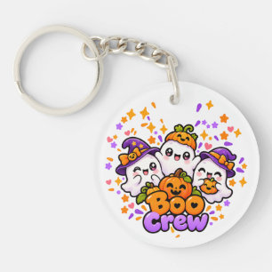 Porte-clés en acrylique Boo Crew Halloween mignon
