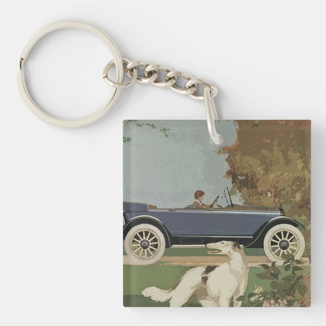 Porte-clés en acrylique Borzoi Travels (Devant)