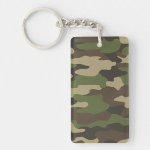 Porte-clés en acrylique camouflage militaire vert