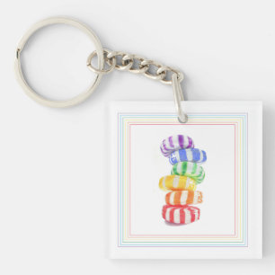 Porte-clés en acrylique carré CANCER ARC-EN-CIEL