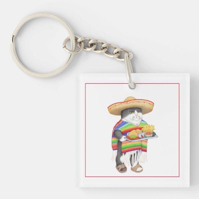 Porte-clés en acrylique carré WENDELITO (Devant)