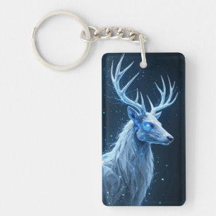 Porte-clés en acrylique Cerf Lueur Bleue Mystique