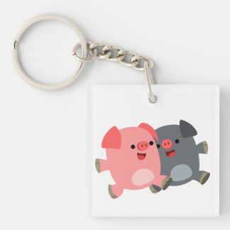 Porte-clés en acrylique cochons de dessin animé no