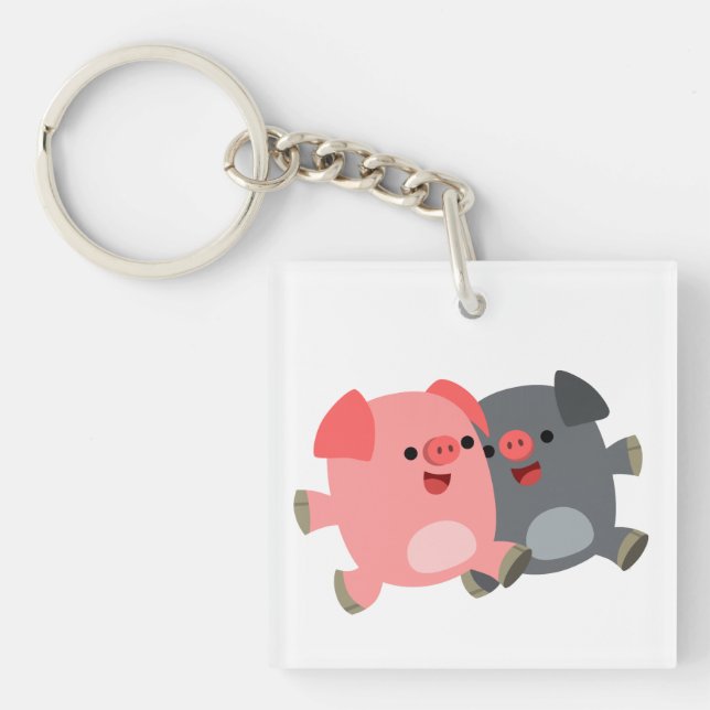 Porte-clés en acrylique cochons de dessin animé no (Devant)