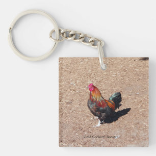 Porte-clés en acrylique Coq Coq doré