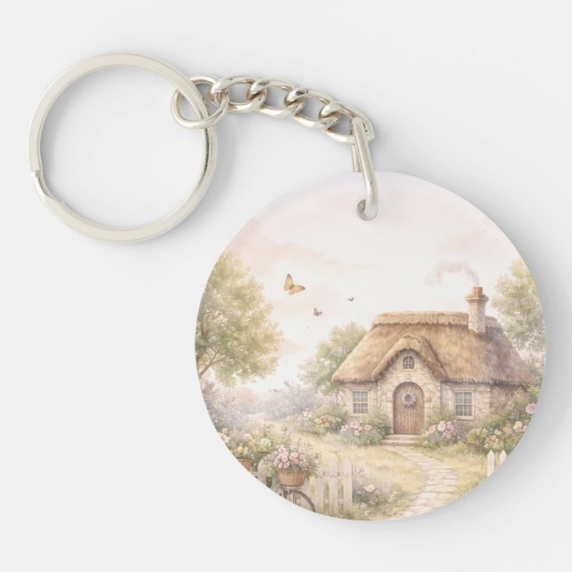 Porte-clés en acrylique Cottage Vintage (Devant)