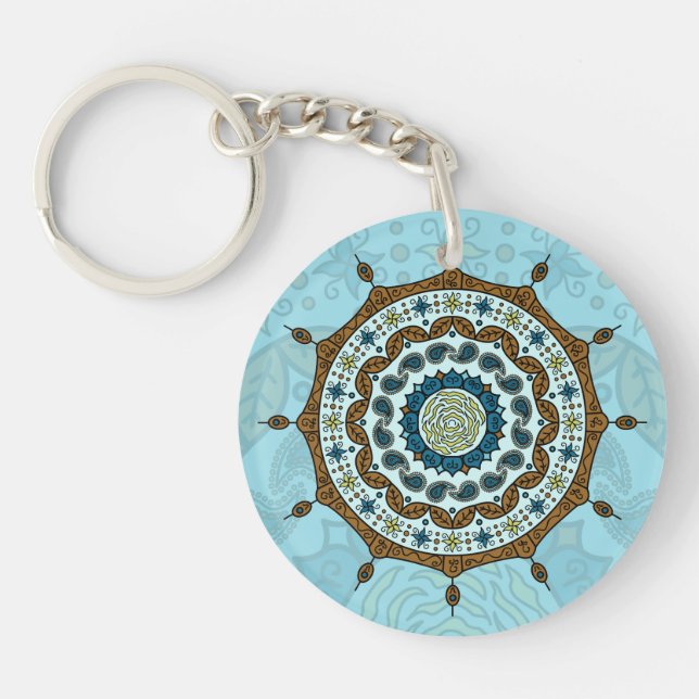 Porte-clés en acrylique cuivre Mehndi Fantasy (Devant)
