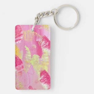 Porte-clés en acrylique d'art abstrait rose