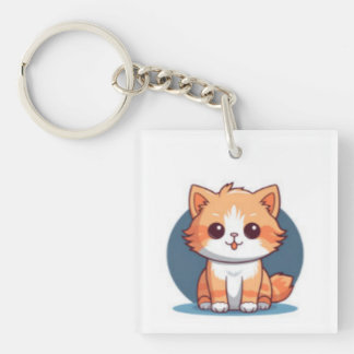Porte-clés en acrylique de chaton Kawaii mignon