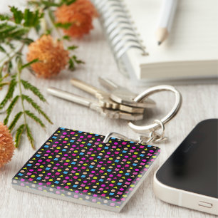 Porte-clés en acrylique de style néon rétro noir d
