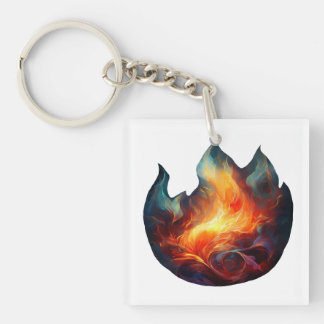 Porte-clés en acrylique - Dessin de flammes