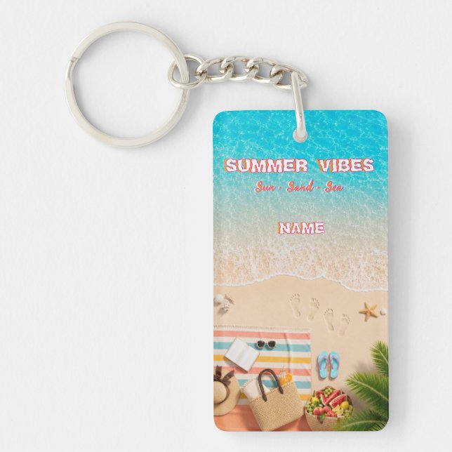 Porte-clés en acrylique d'été de plage esthétique (Devant)