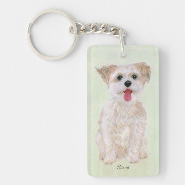 Porte-clés en acrylique double face Chien Morkie (Devant)