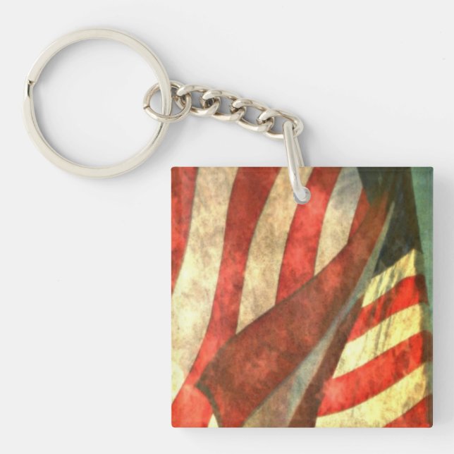 Porte-clés en acrylique Drapeau américain patrioti (Devant)