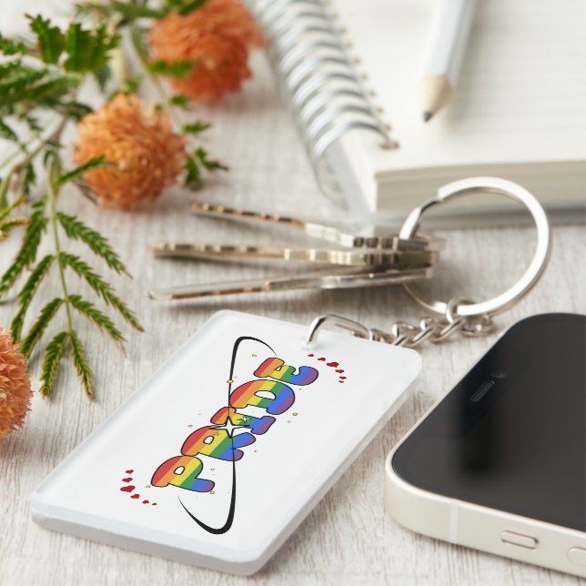 Porte-clés en acrylique Drapeau arc-en-ciel LGBTQ  (Devant droit)