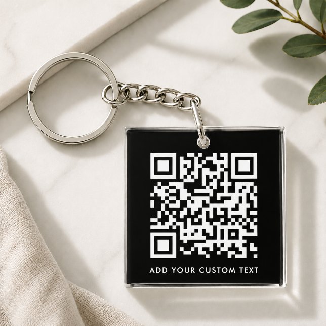 Porte-clés en acrylique | Étiquette de lien commer (Versatile editable keychain template with interactive QR code & text for business or personal use.)