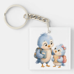 Porte-clés en acrylique Frères et Sœurs Oiseau Ble