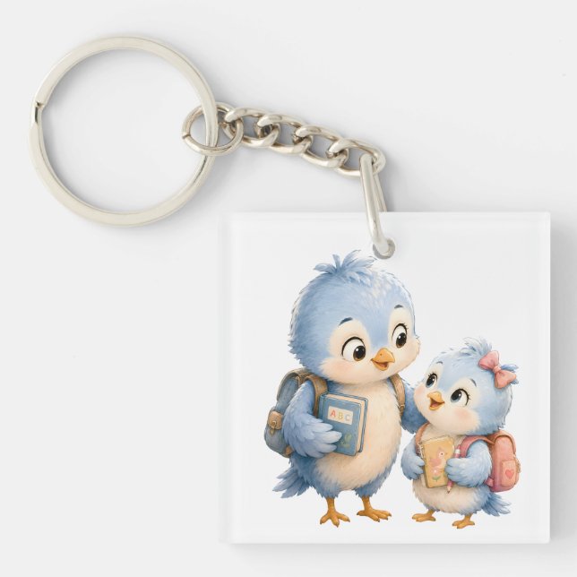 Porte-clés en acrylique Frères et Sœurs Oiseau Ble (Devant)
