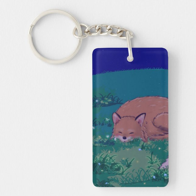 Porte-clés en acrylique Fuzzy le renard endormi  (Devant)