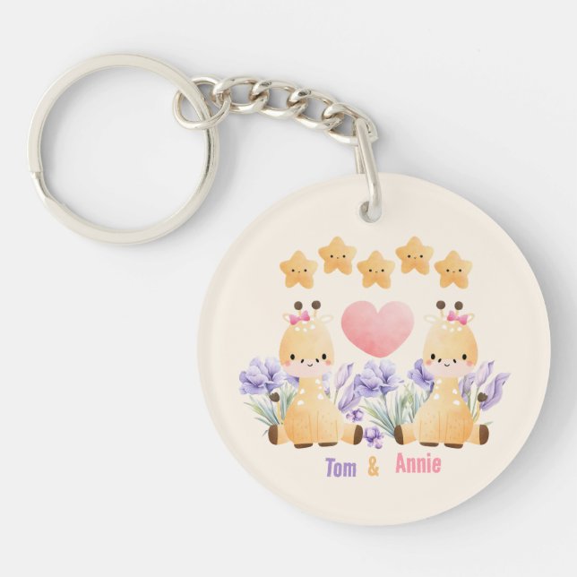 Porte-clés en acrylique girafe bébé mignon (Devant)