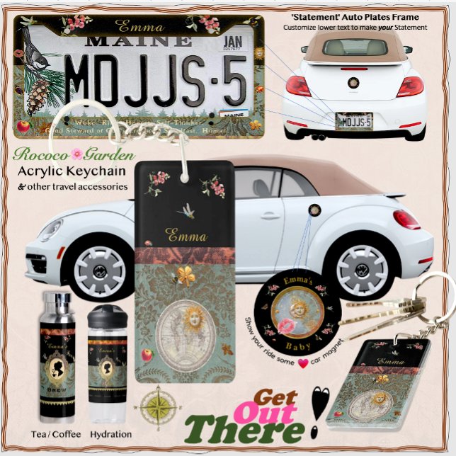 Porte-clés en acrylique Jardin Rococo (Girly style for women on the go!  Whether she's off to class, spring break, vacation, or the office!)