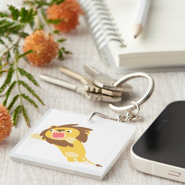Porte-clés en acrylique Lion de dessin animé migno (Devant Droit)