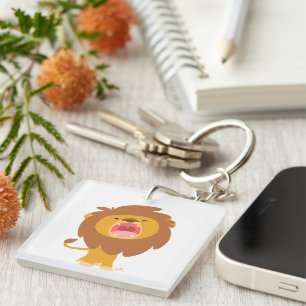 Porte-clés en acrylique Lion de dessin animé rugis
