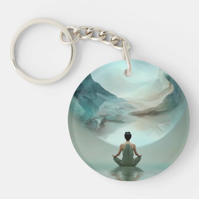 Porte-clés en acrylique Méditation Zen Mystique (Devant)