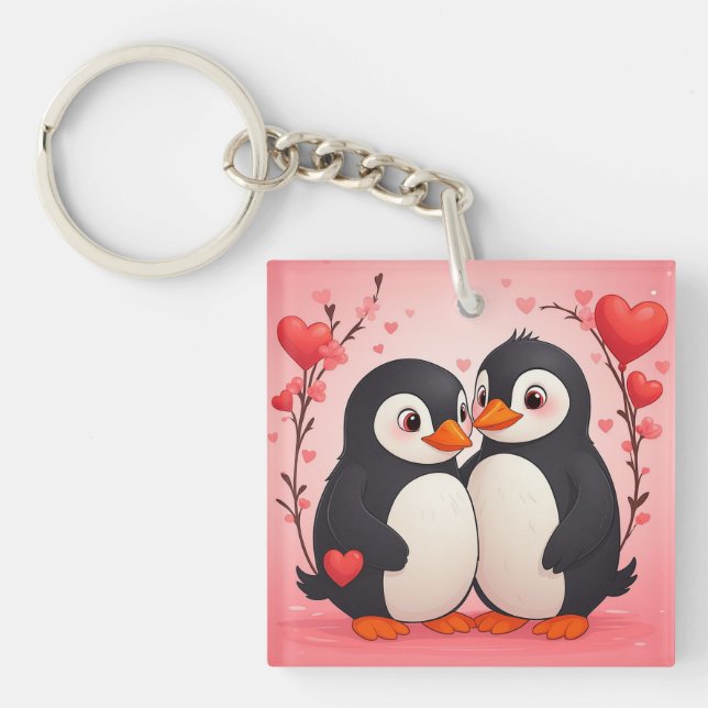 Porte-clés en acrylique Message d'amour de pingoui (Devant)