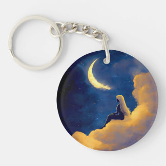 Porte-clés en acrylique Nuages au Clair de Lune