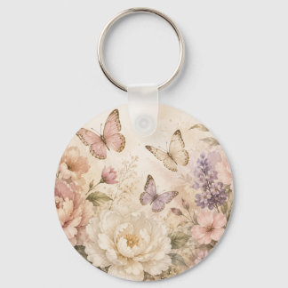 Porte-clés en acrylique papillon floral personnali