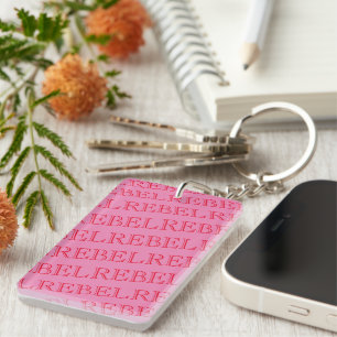 Porte-clés en acrylique personnalisé - REBEL Rose