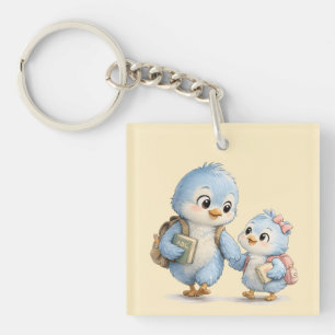 Porte-clés en acrylique Petits Oiseaux Bleus Migno