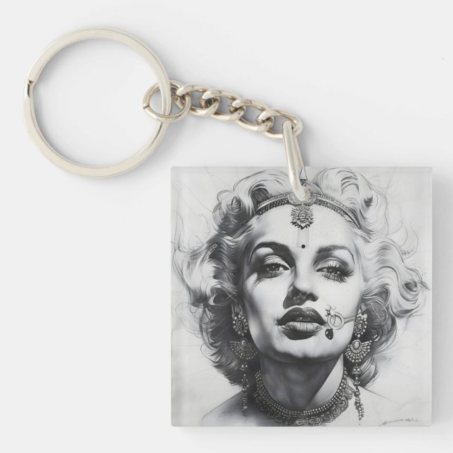 Porte-clés en acrylique représentant de belles fem (Devant)