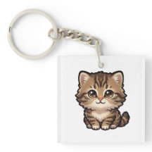 Porte-clés en acrylique représentant un chaton tab