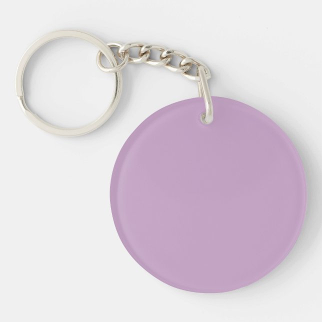 Porte-clés en acrylique rond lilas pastel uni (Devant)