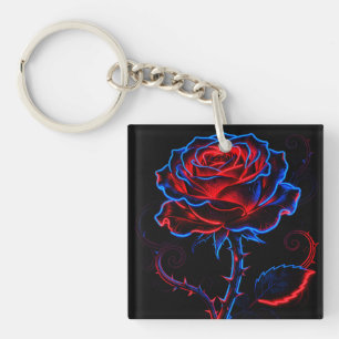 Porte-clés en acrylique Rose Néon