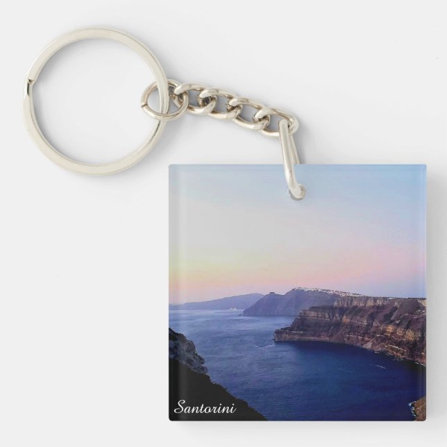 Porte-clés en acrylique souvenir de Santorin Grèce (Devant)