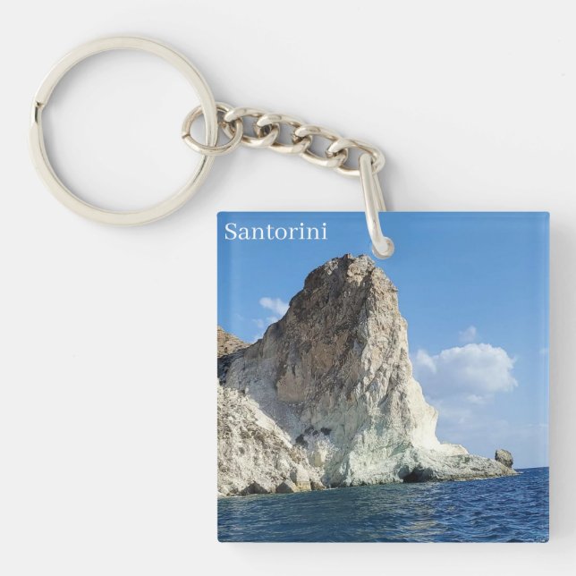 Porte-clés en acrylique souvenir de Santorin Grèce (Devant)