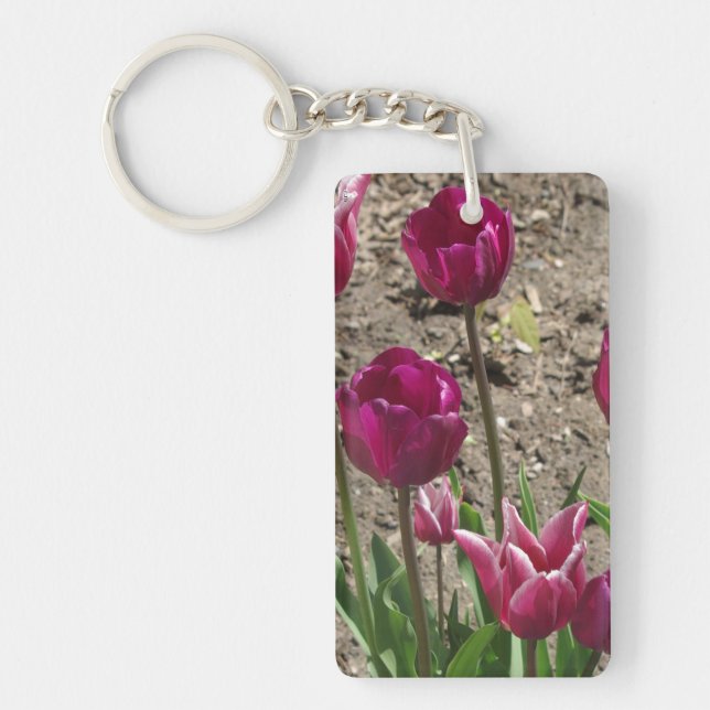 Porte-clés en acrylique Tulipes Violettes (Devant)