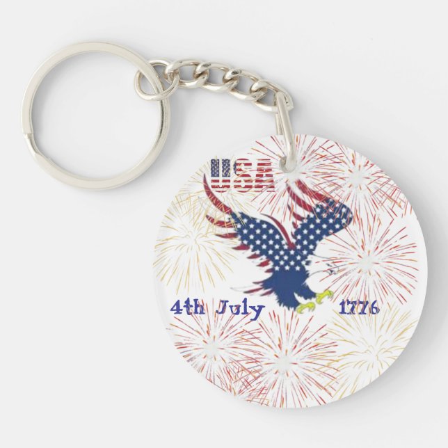 Porte-clés en acrylique USA 4 juillet  (Devant)