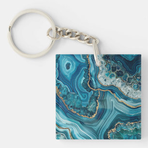 Porte-clés en agate sarcelle