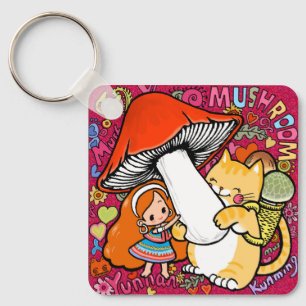 Porte-clés en aluminium en forme de chat et fille