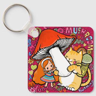 Porte-clés en aluminium en forme de chat et fille