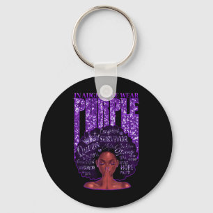 Porte-clés En Août Nous Portons Violet Black Femme Afro Overd