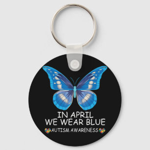 Porte-clés En Avril Nous Portons Blue chemise Papillon Ruban