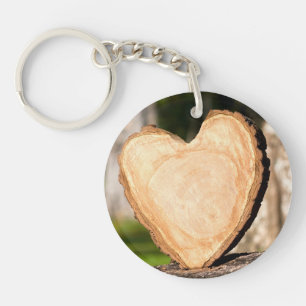 Porte-clés en bois en forme de cœur
