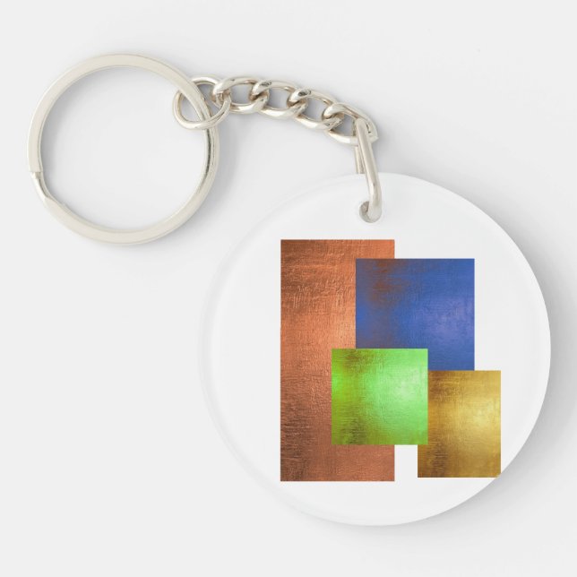 Porte-clés en cuivre bleu vert or d'art moderne (Devant)