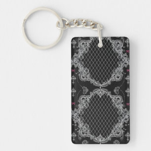 Porte-clés en dentelle gothique noire avec rubans